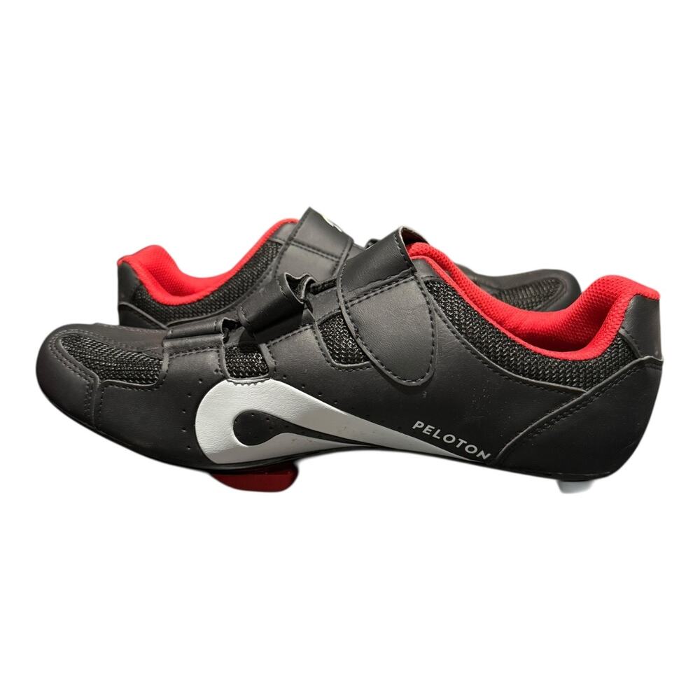 Peloton Cycling Sneakers Size 44 US Men's 10.5 Cleats Black Red - Picture 7 of 9